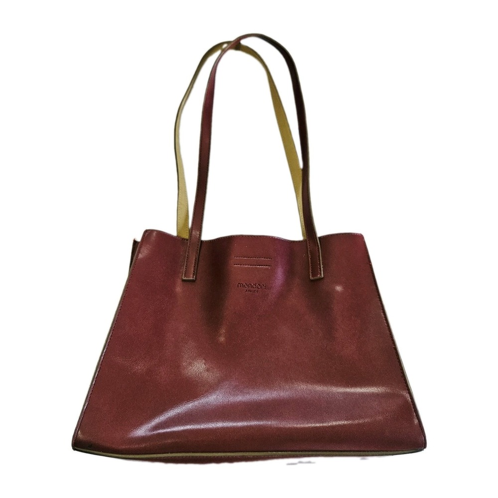 Maroon Mondani New York Leather Purse Bag Tote w/ Punched Design